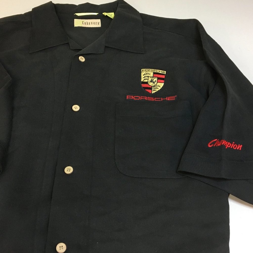 Porsche CUBAVERA Brand Men's Size is XL Black Porsche Shield Crest Logo SS Shirt